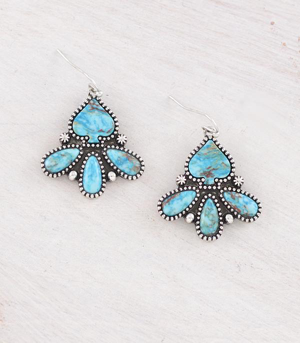 Spade Semi Stone Earrings