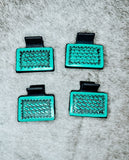 Turquoise Basket Weave Tooled Leather Mini Claw Clip