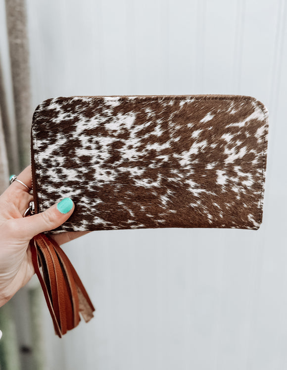 Brown & White Cowhide Wallet