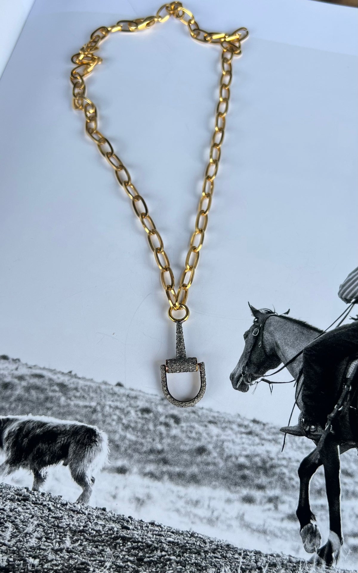 V2 Designs Pavé Bit With Gold Chain