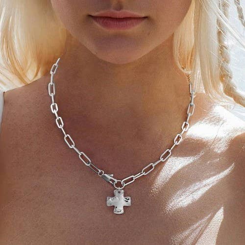 Notable Hammered Cross Necklace
