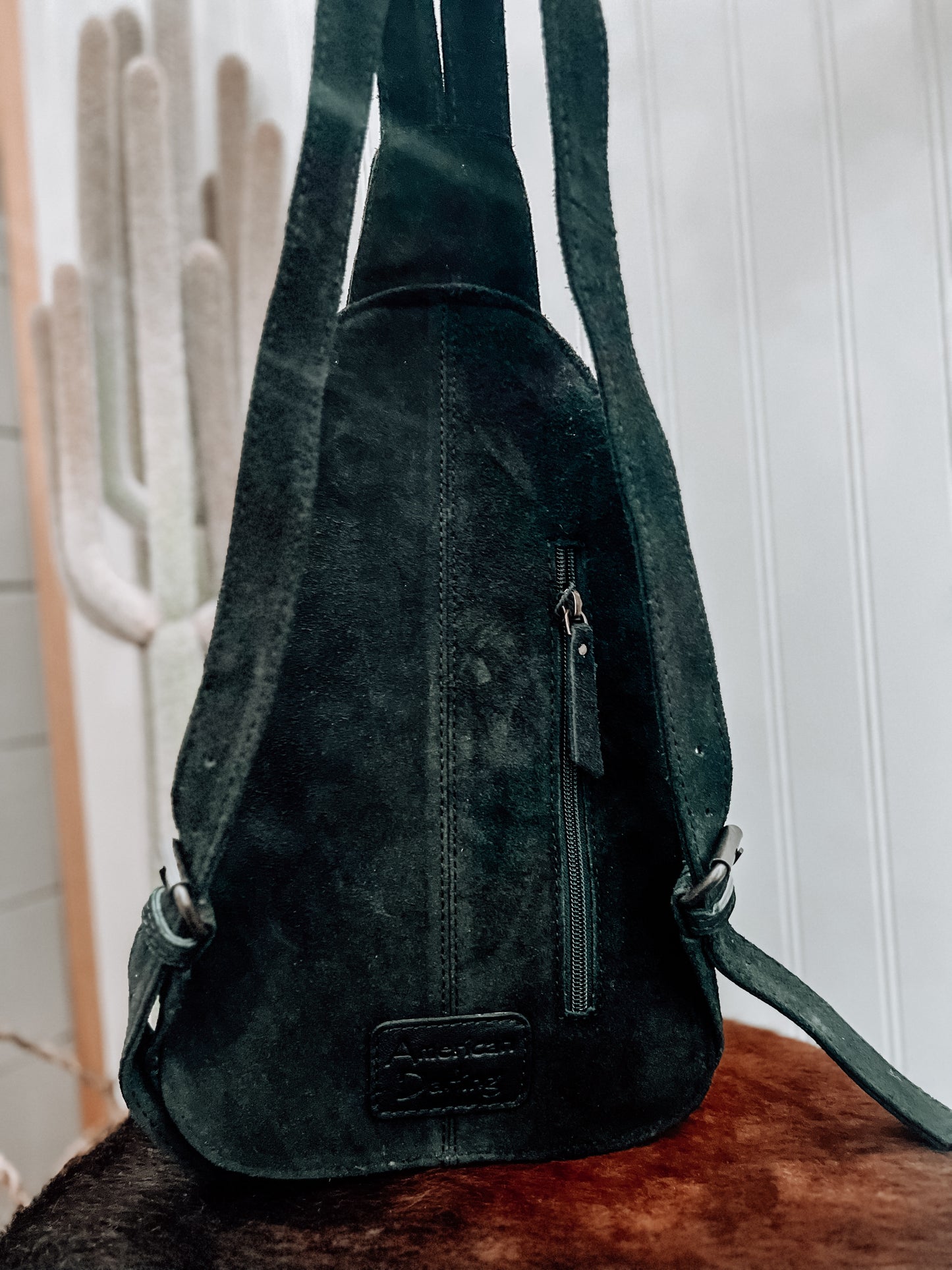 Suede Boot Stitch Backpack *Black