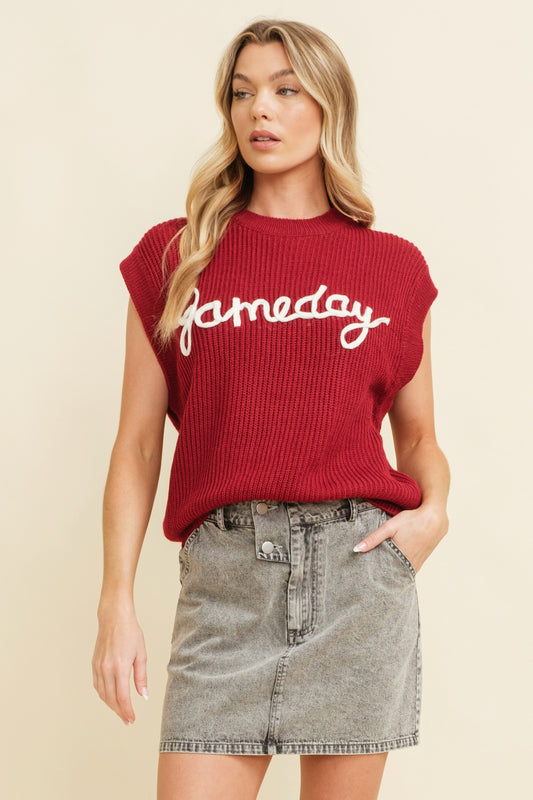 Gameday Embroidered Knit Top