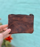 Cowhide Zipper Coin Purse
