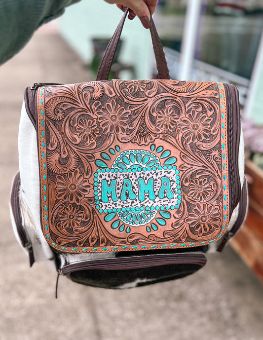 Turquoise Mama Tooled Cowhide Backpack/Diaper Bag
