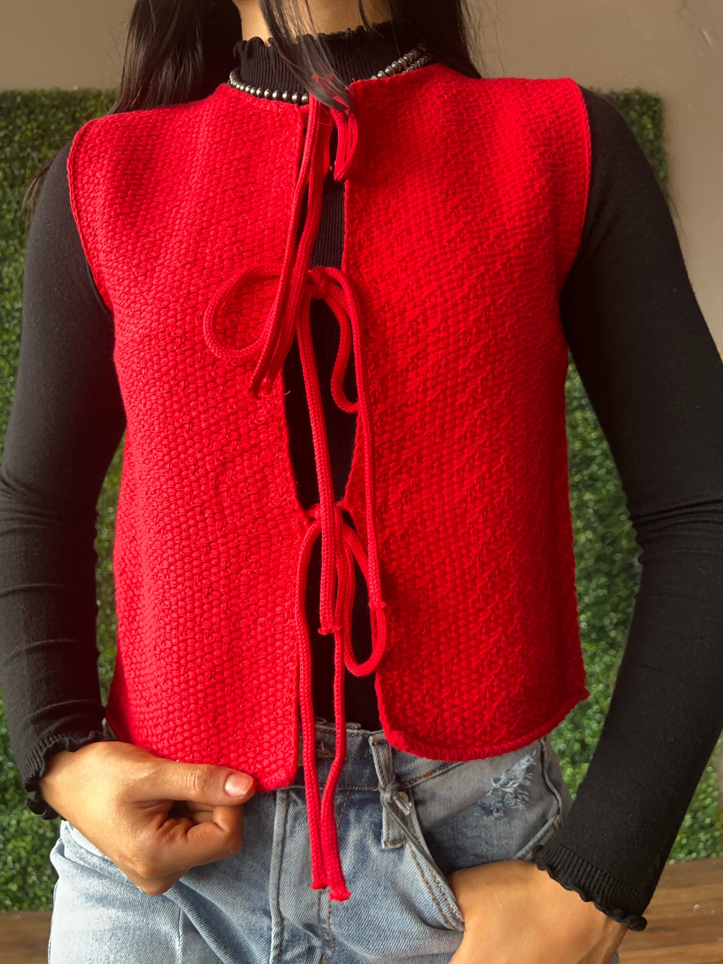The Scarlett Tie Sweater Vest *Red