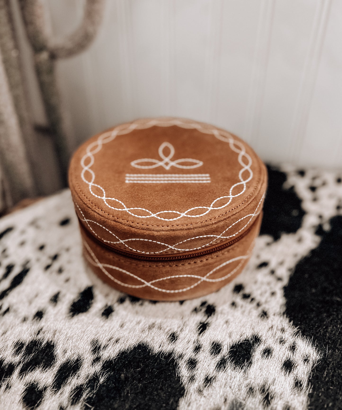 Tan Boot Stitch Jewelry Box