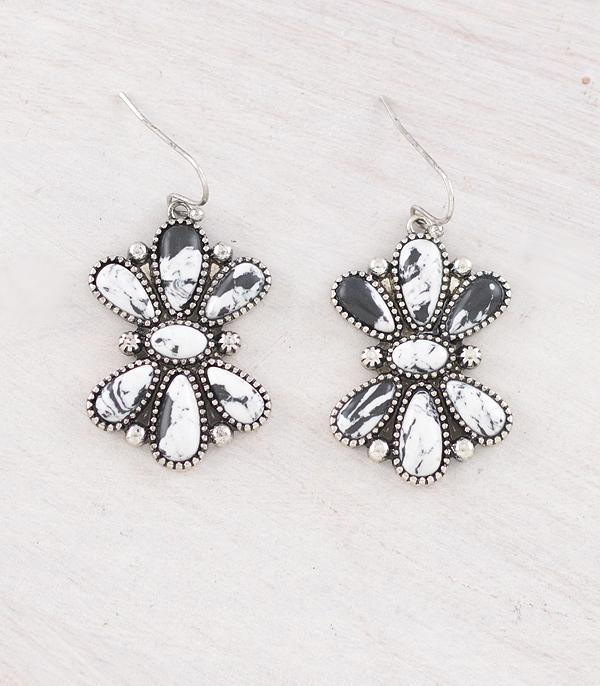 Semi Stone Cluster Earrings