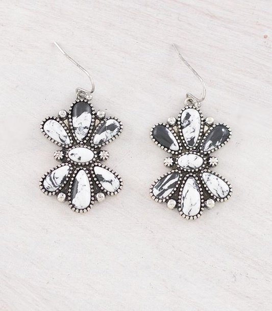 Semi Stone Cluster Earrings