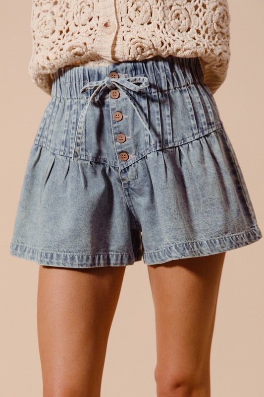 The Kelsey Flared Denim Shorts