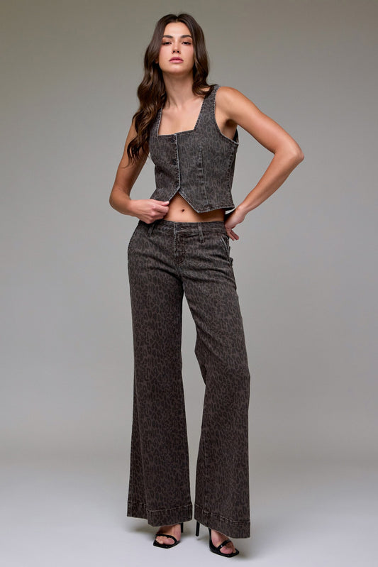 Brown Cheetah Trouser Flare