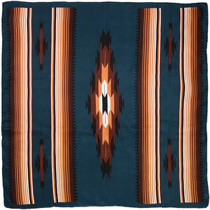 Aztec Teal & Tan Silk Wild Rag