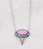 Checkered Cowskull Necklace