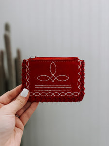 Red Boot Stitch Card Pouch