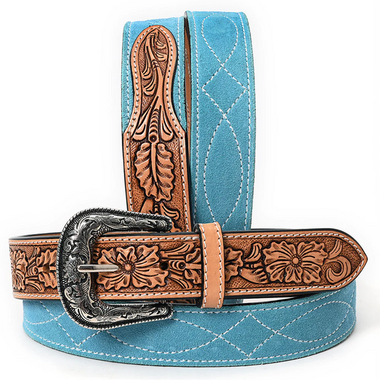 Turquoise Suede Leather Belt