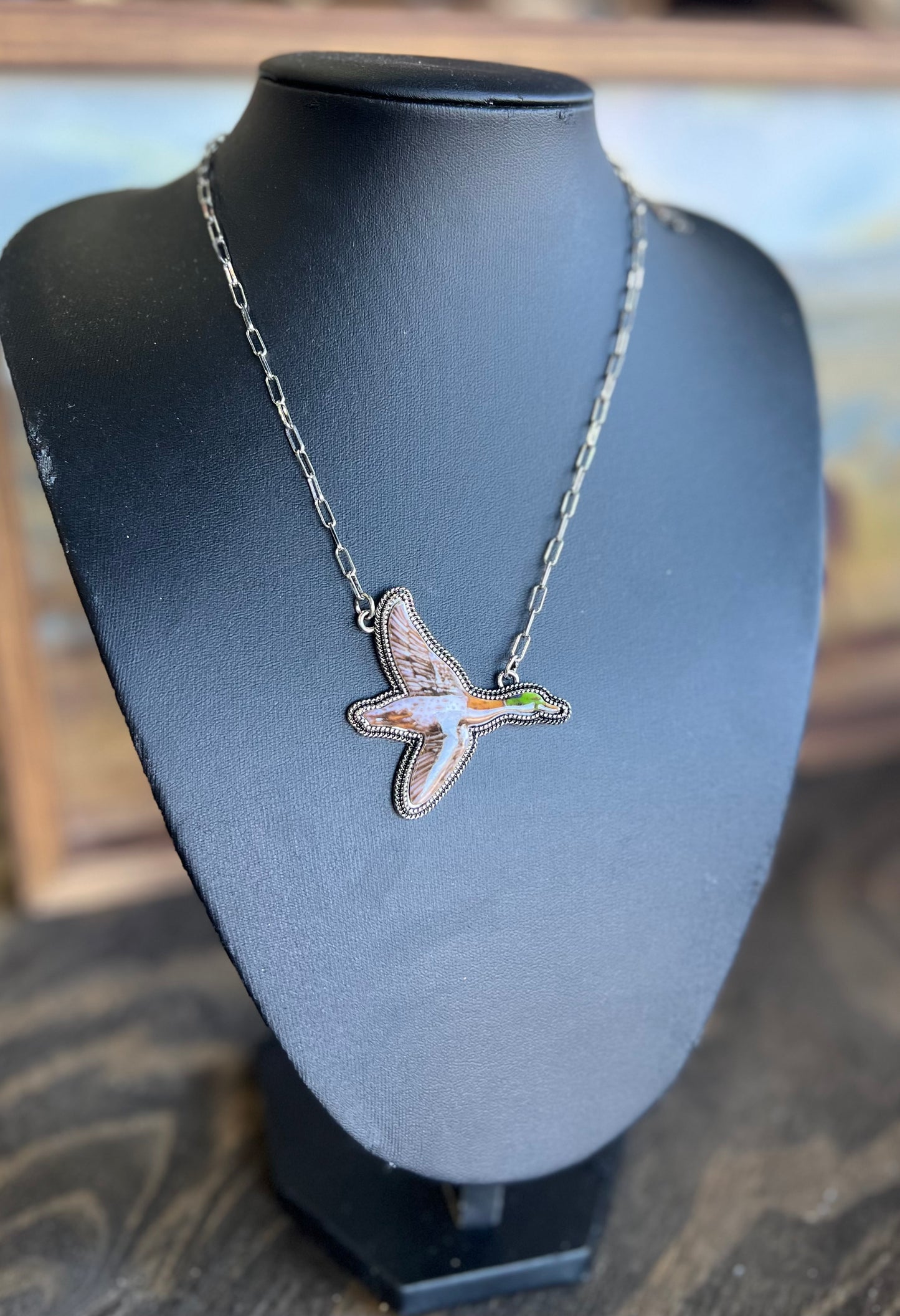 Mallard Duck Pendant Necklace
