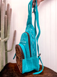 Suede Boot Stitch Backpack *Turquoise