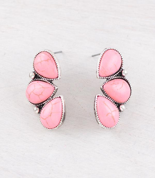 3 Stone Semi Stone Earrings