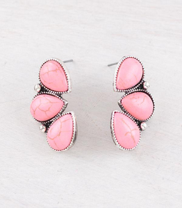 3 Stone Semi Stone Earrings