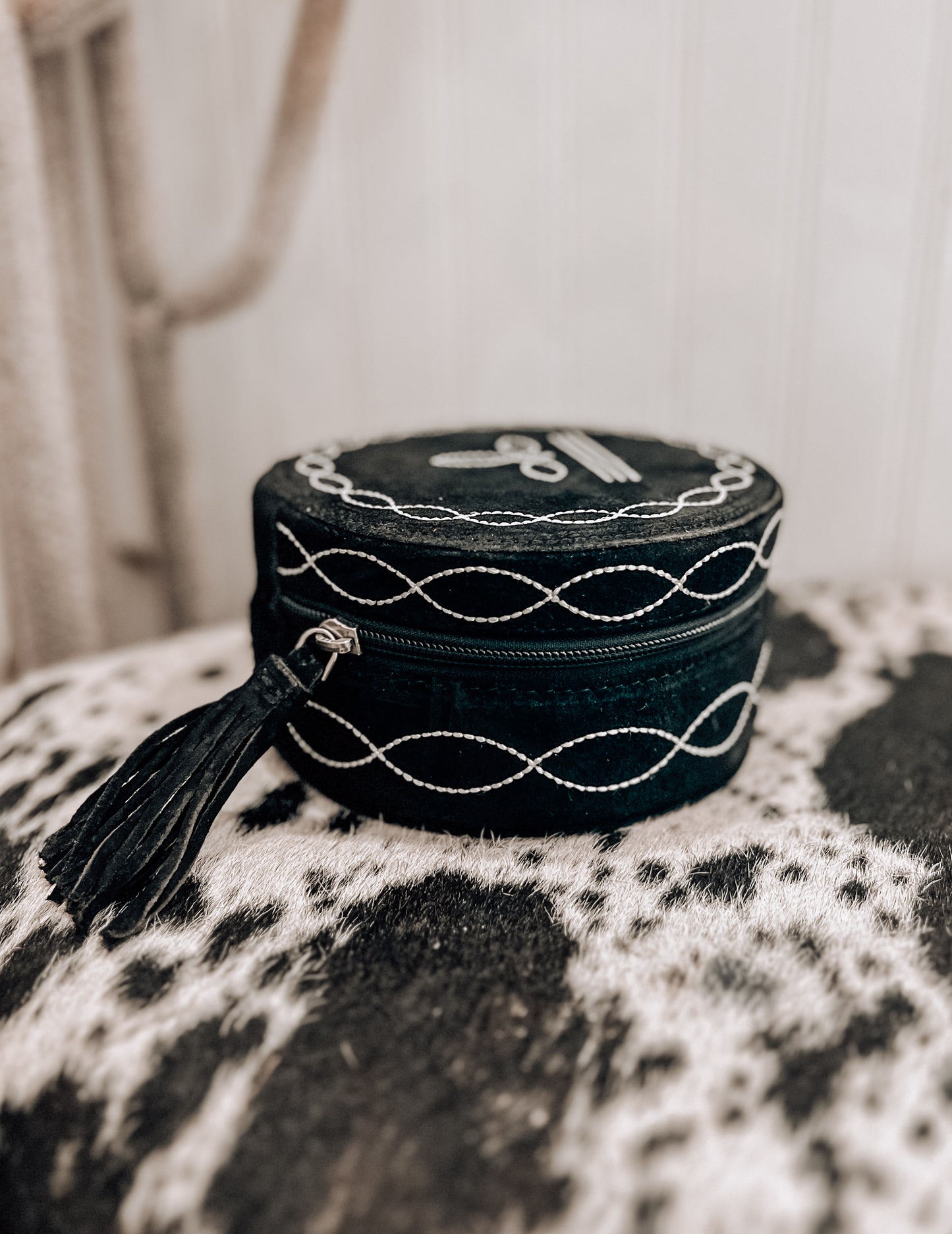 Black Boot Stitch Jewelry Box