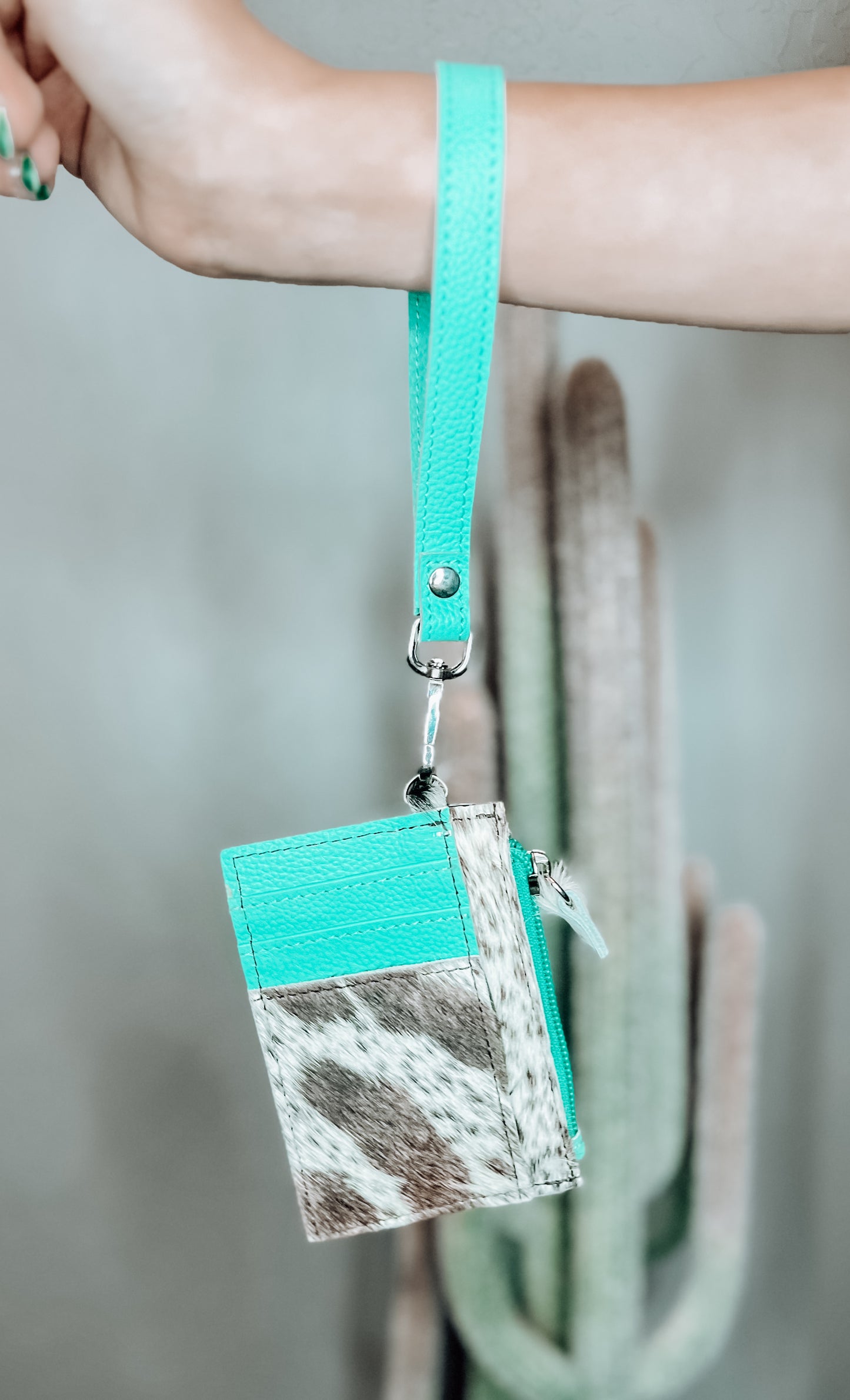 Cowhide Wristlet Card Holder