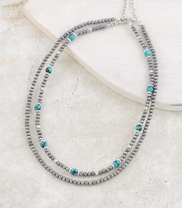 Layered Navajo & Turquoise Bead Necklace