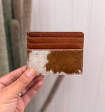 Brown & White Cowhide Card Holder