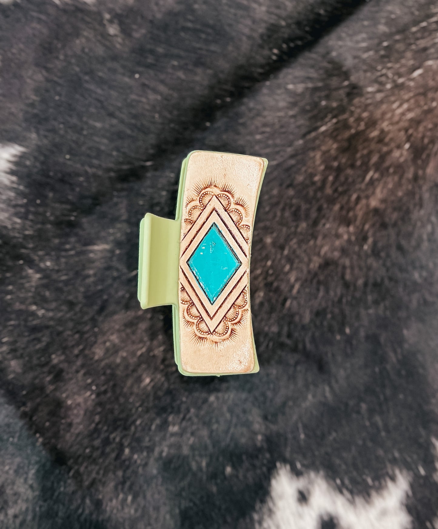 Diamond Tooled Leather Claw Clip