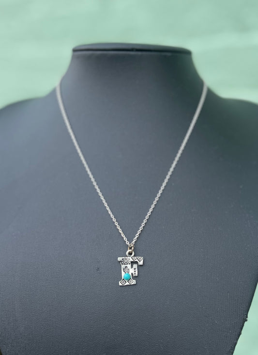 Initial Necklace with Stone