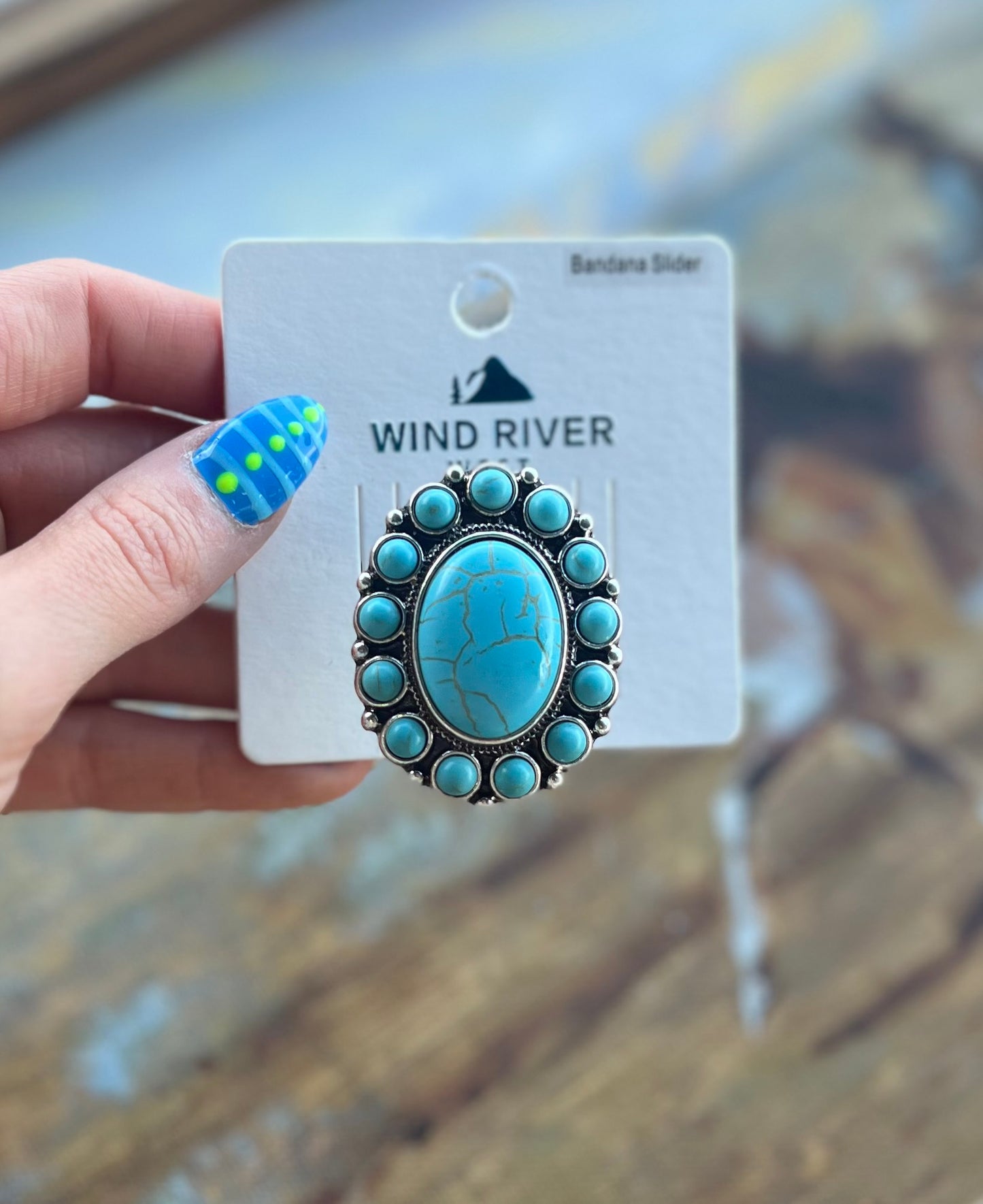 Turquoise Cluster Scarf Slide