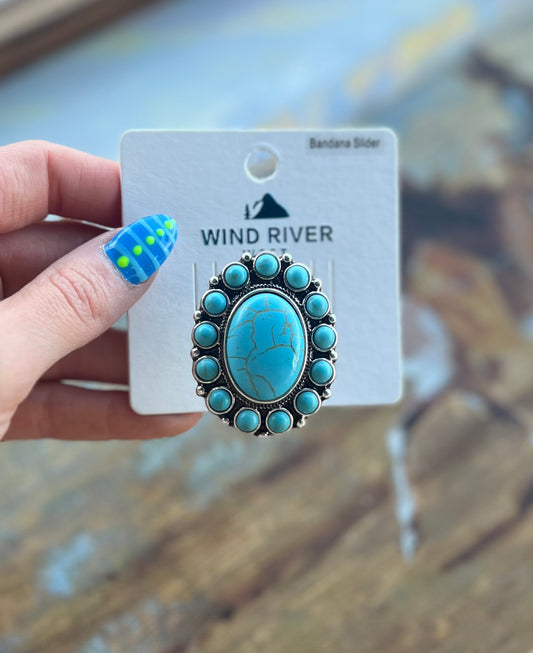 Turquoise Cluster Scarf Slide
