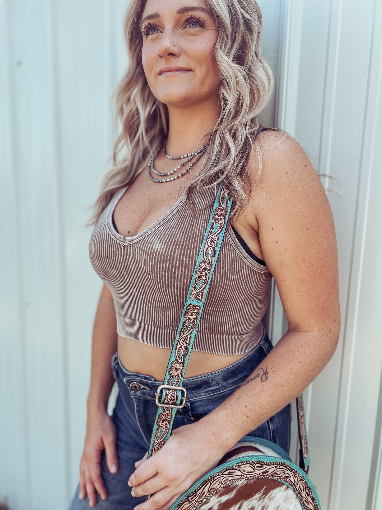 Mocha Mineral Wash V-Neck Crop Tank