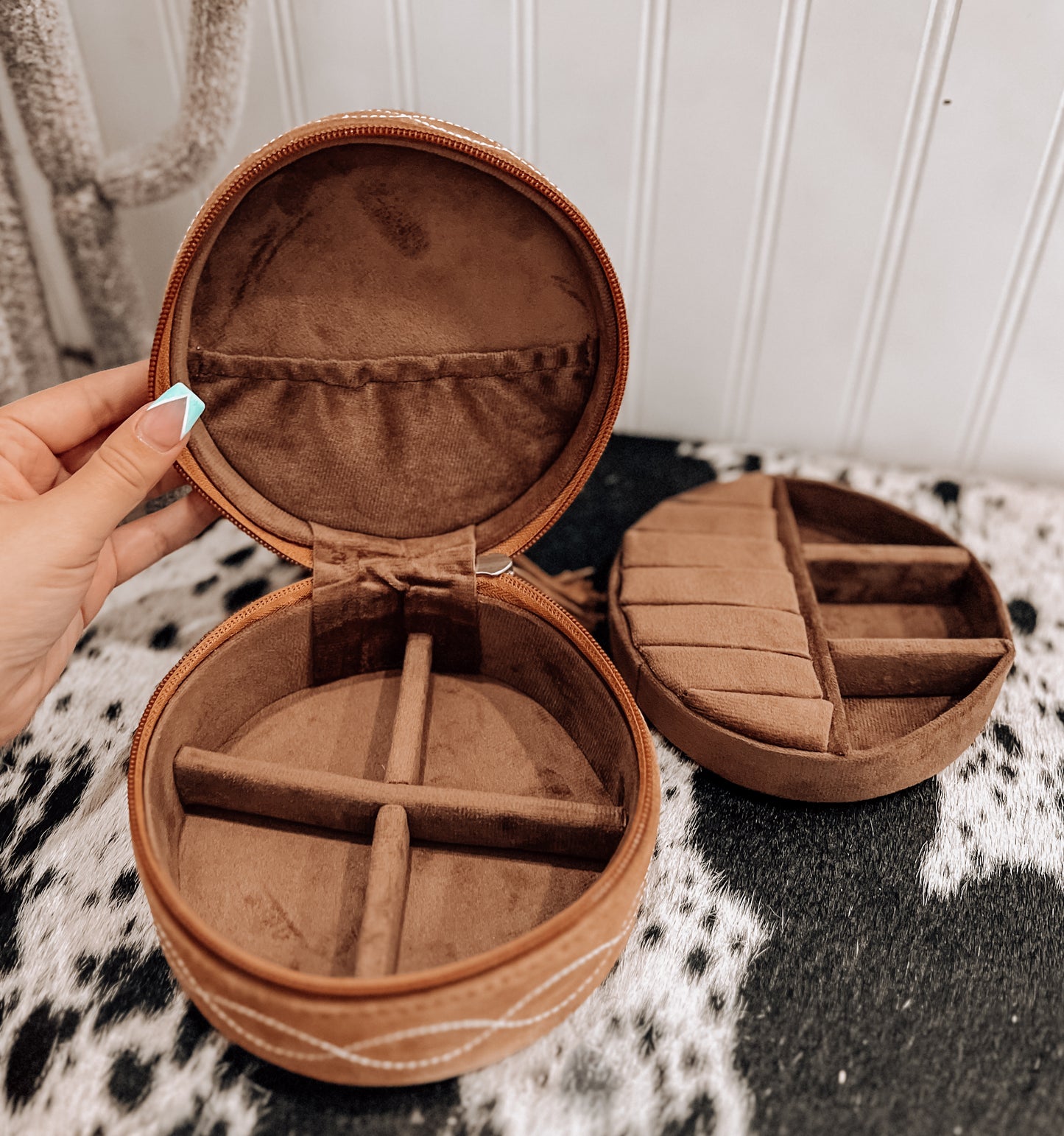 Tan Boot Stitch Jewelry Box