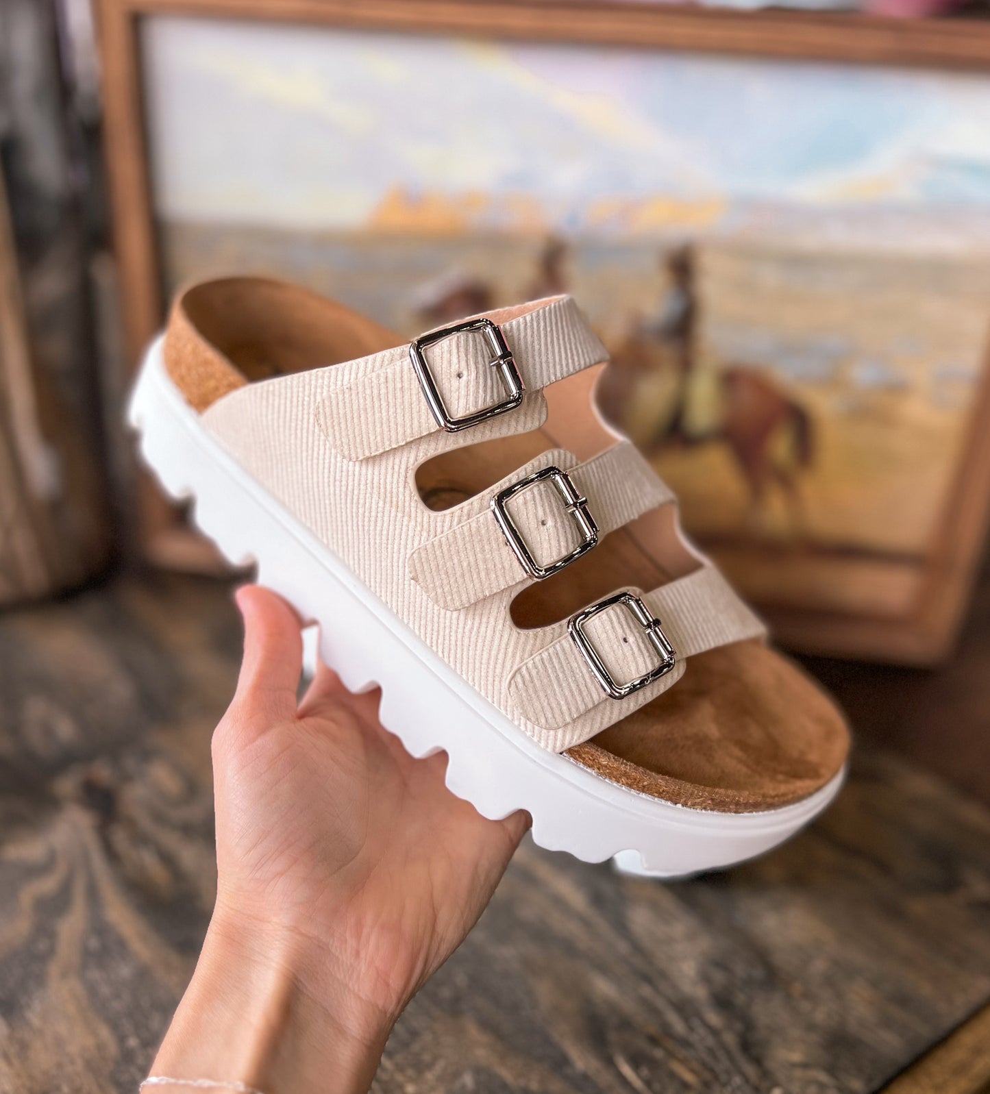 The Plaza Buckle Sandal *Cream