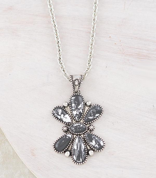 Semi Stone Cluster Necklace
