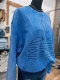 Royal Blue Boot Stitch Corded Sweatshirt