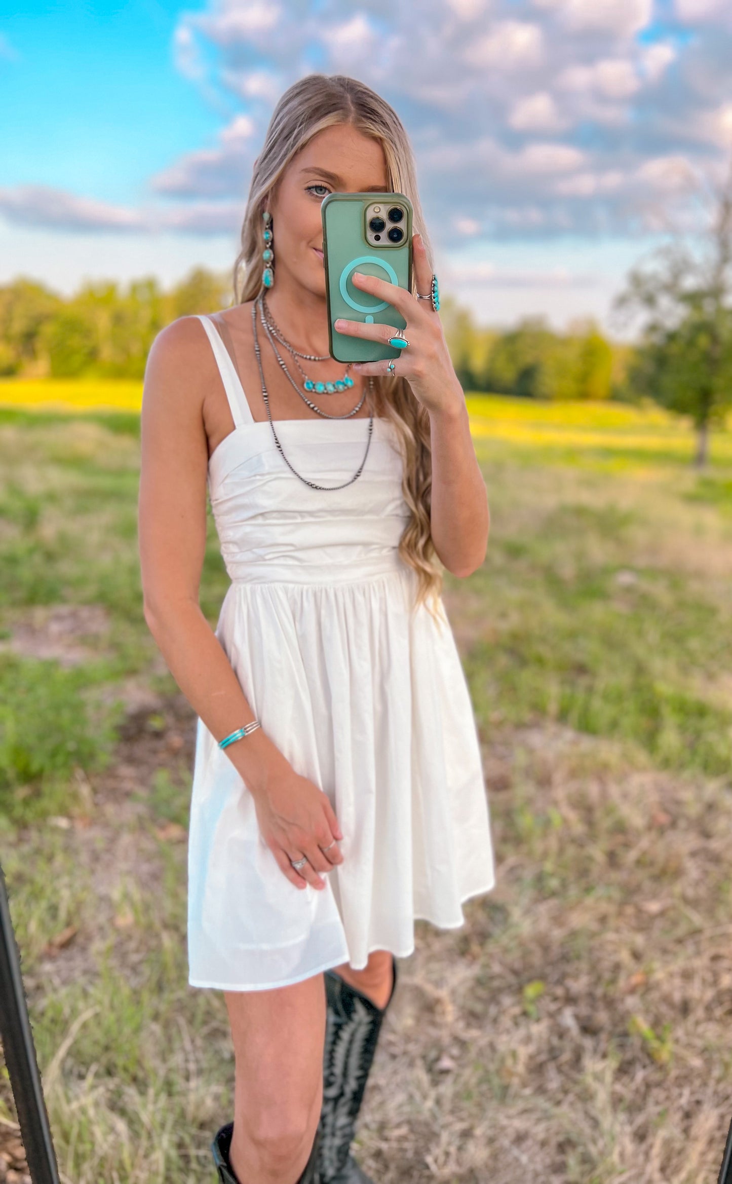 Nova Poplin Pleated Mini Dress *White