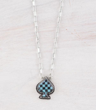 Checkered Spade Pendant Necklace