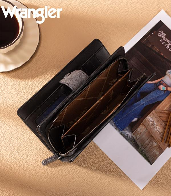 Wrangler Western Floral Tooled Wallet *Black