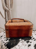 Tooled Leather Boot Stitch Jewelry Box *Tan