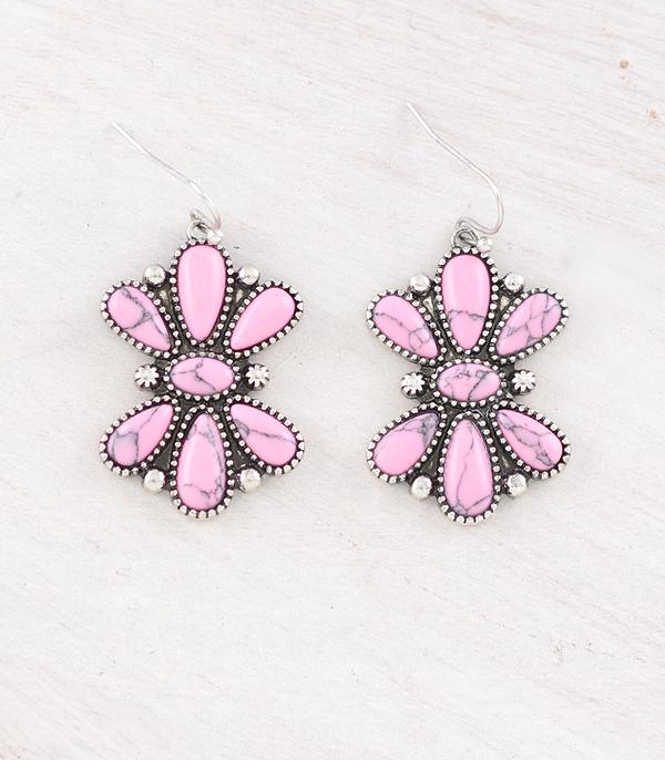 Semi Stone Cluster Earrings