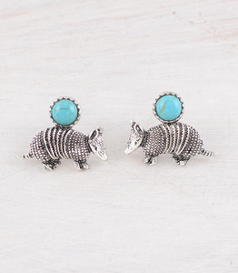 Turquoise Post Armadillo Earrings