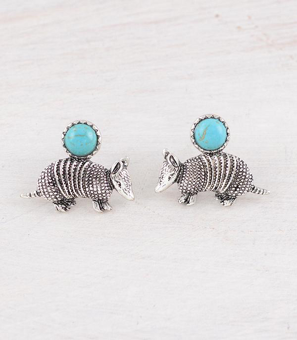 Turquoise Post Armadillo Earrings