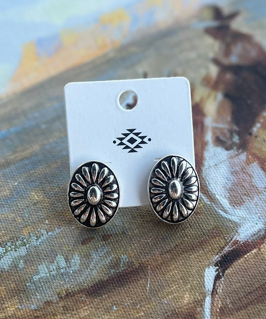 Oval Concho Earrings