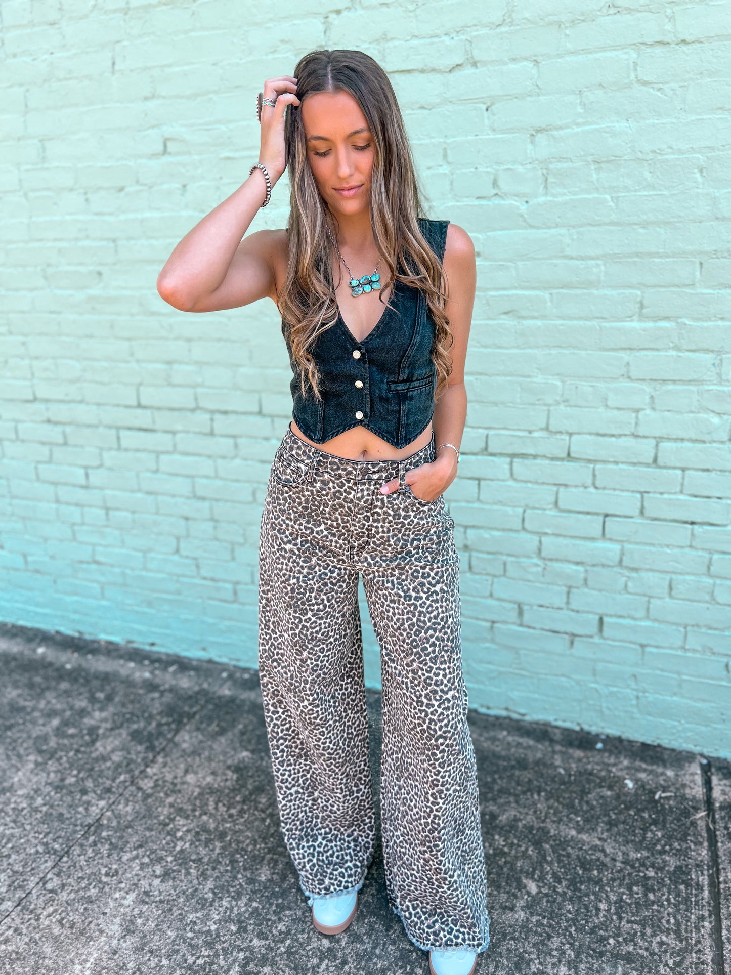 Lacy Vintage Denim Vest *Black