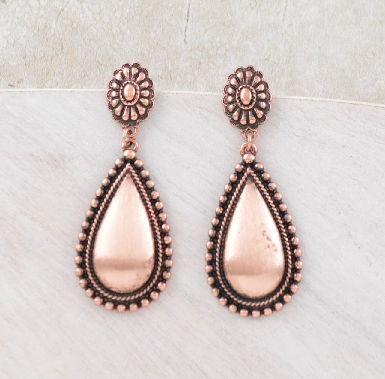 Concho Teardrop Dangle Earrings