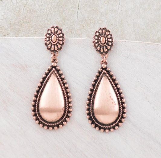 Concho Teardrop Dangle Earrings