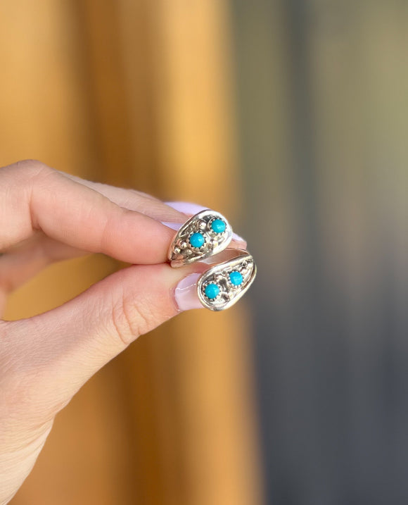 Authentic Sterling Silver Turquoise Twist Ring