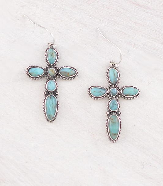 Cross Semi Stone Earrings
