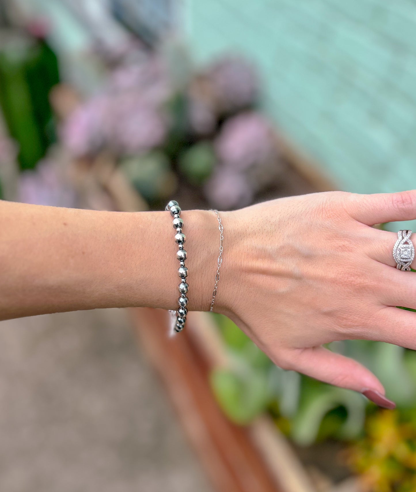 3mm & 6mm Sterling Silver Pearls Bracelet